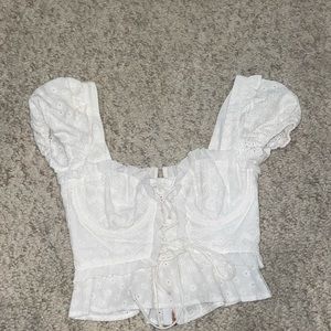 White blouse off the shoulder crop top